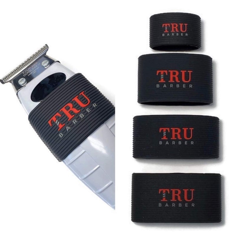 TRU BARBER clipper bands 4 PCS, clipper sleeve for barbers, clipper sleeve for barber tools, non slip, heat resistant (Black) - Image 1